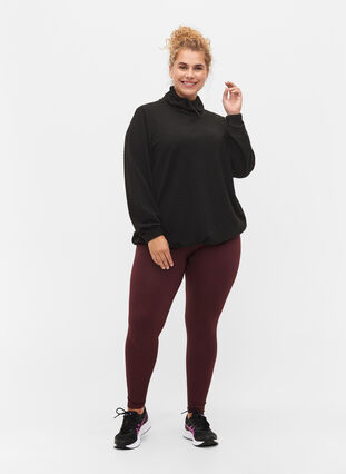 Sweatshirt med høj hals og justerbare elastiksnøre, Black, Model image number 3