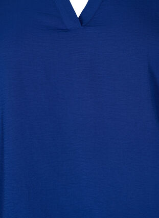 Bluse med smock og 3/4 ærmer, Blue Depths, Packshot image number 2