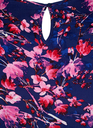 Tunika i viskose med 3/4 ærmer, B. Blue/Pink Flower, Packshot image number 2