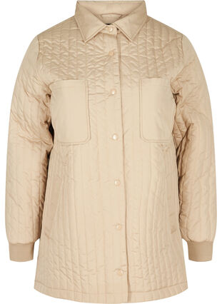 Quiltet jakke med brystlommer og krave, Silver Mink, Packshot image number 0