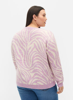 Strikket bluse med mønster, Lavender  Mel Comb., Model image number 1