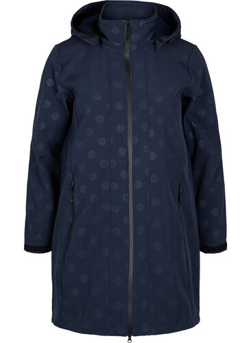 Softshell jakke med aftagelig hætte, Navy, Packshot image number 0