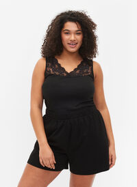 Løse natshorts i bomuldsmix, Black, Model