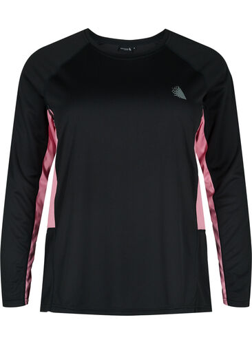Skiundertrøje med kontraststribe, Black w. Sea Pink, Packshot image number 0