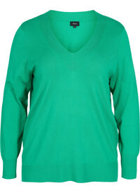 Viskose strikbluse med v-hals