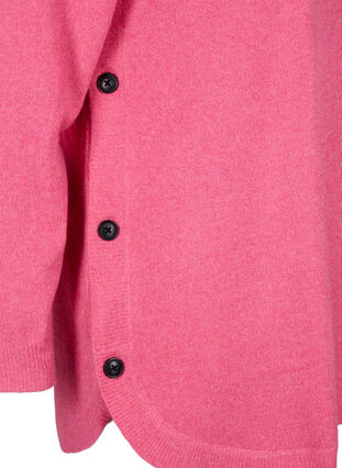 Meleret strikbluse med knappedetaljer, Hot Pink White Mel., Packshot image number 3