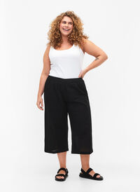 7/8 bukser i bomuldsmix med hør, Black, Model