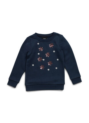 Jule sweatshirt til børn, Night Sky Snow, Packshot image number 0