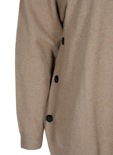 Meleret strikbluse med knappedetaljer, Silver Min Mel., Packshot image number 3