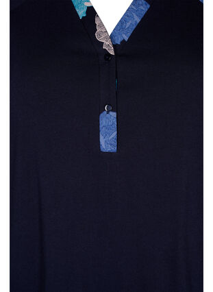 Kortærmet bomulds natkjole med printdetaljer, Blue Flower, Packshot image number 2