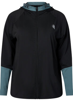 Træningscardigan med hætte, Black, Packshot image number 0