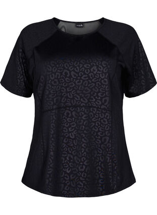 Trænings t-shirt med print og mesh, Black, Packshot image number 0
