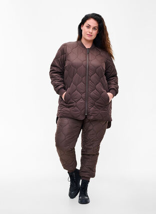 Quiltede termobukser, Black Coffee, Model image number 0