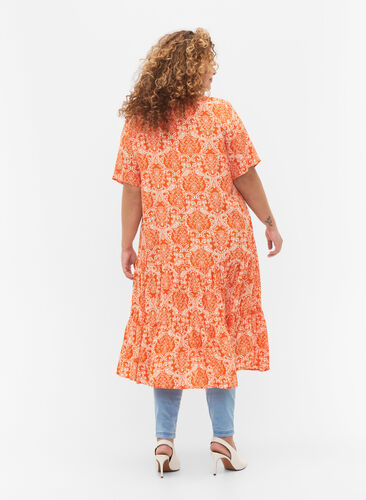 Kortærmet viskose kjole med print, Exuberance Oriental, Model image number 1