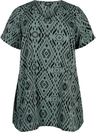 FLASH - Tunika med v-hals og print, Balsam Graphic, Packshot image number 0