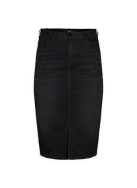 Denim midinederdel med slids