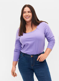 2-pak basis bluse i bomuld, Paisley Purple/Black, Model