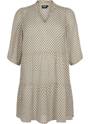 FLASH - Prikket tunika med 3/4 ærmer, Off White Dot , Packshot image number 0