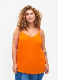 Plisseret ærmeløs top, Orange, Model