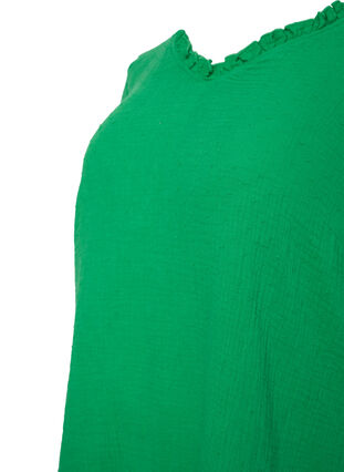 Kortærmet bomulds tunika med flæser., Bright Green, Packshot image number 2