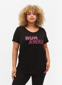 Trænings t-shirt med print, Black w. Run Away, Model