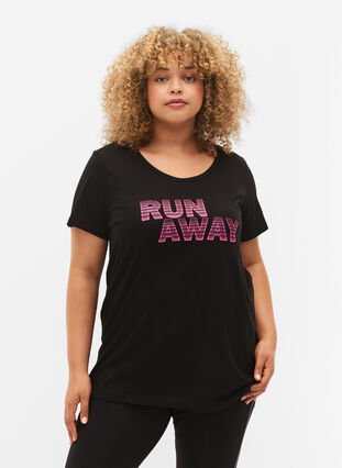 Trænings t-shirt med print, Black w. Run Away, Model image number 0