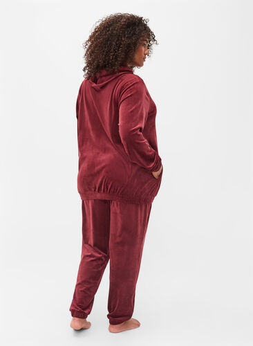 Løse bukser i velour, Cabernet, Model image number 1