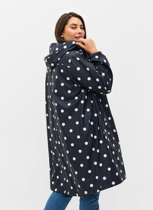 Mønstret regnjakke med hætte, Navy Blazer W/Dots, Model image number 1