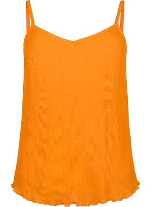 Plisseret ærmeløs top, Orange, Packshot image number 0