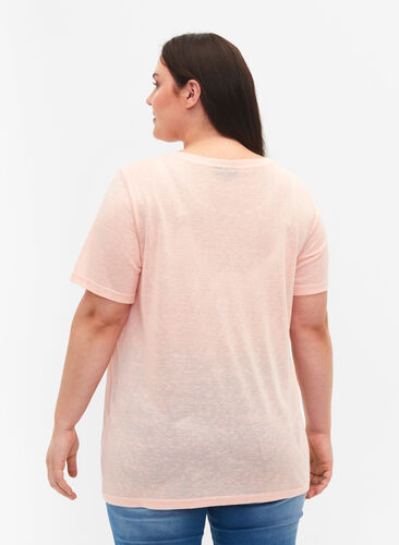 T-shirt med nitter og rund hals, Pale Blush, Model image number 1