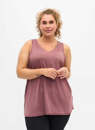 Træningstop med v-udskæring, Rose Taupe, Model image number 0
