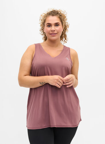 Træningstop med v-udskæring, Rose Taupe, Model image number 0