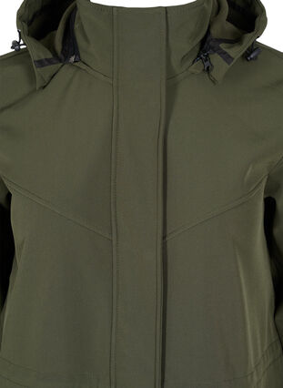 Lang softshell jakke med hætte, Forest Night Solid, Packshot image number 2