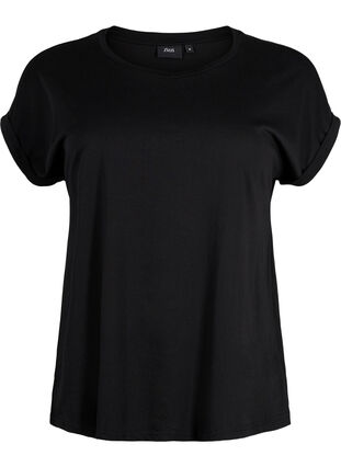 Kortærmet t-shirt i bomuldsblanding, Black, Packshot image number 0