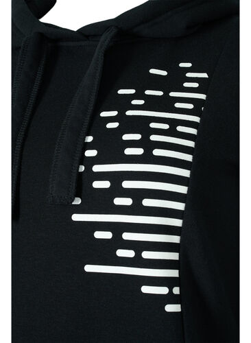 Lang sweatshirt med hætte og lommer, Black, Packshot image number 2