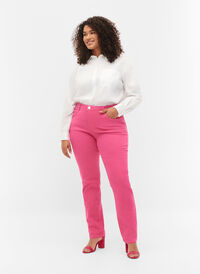 Emily jeans med normal talje og slim fit, Shock. Pink, Model