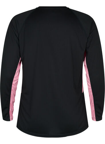 Skiundertrøje med kontraststribe, Black w. Sea Pink, Packshot image number 1