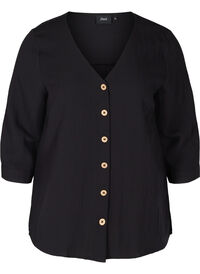 Viskose bluse med knapper og v-hals