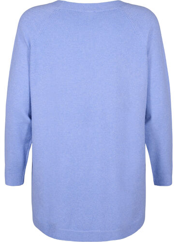 Meleret strikbluse med knappedetaljer, Lavender Lustre, Packshot image number 1