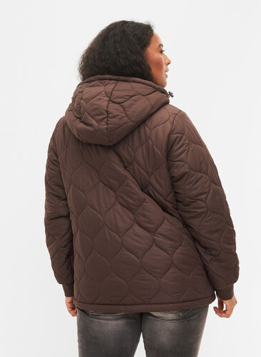 Quiltet termo anorak med hætte, Black Coffee, Model image number 1
