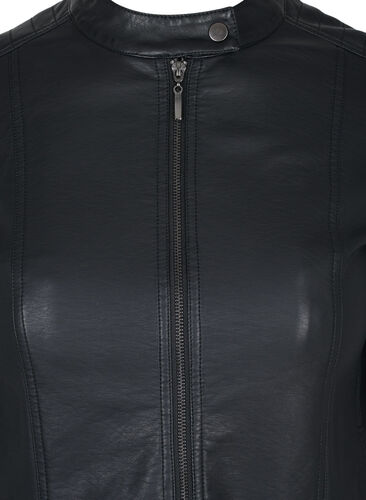 Imiteret skindjakke med lommer, Black, Packshot image number 2