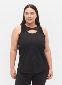 Træningstop med mesh og bryderyg, Black, Model