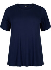 T-shirt i viskose med ribstruktur
