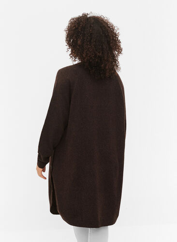 Meleret strikkjole med knapper, Bitter Chocolate Mel, Model image number 1