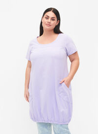 Kortærmet kjole i bomuld, Lavender, Model