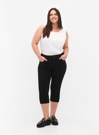Tætsiddende capribukser i viskosemix, Black, Model