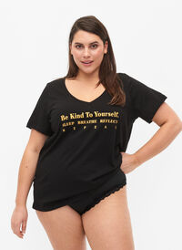 Bomulds nat t-shirt med tryk , Black w. Be , Model