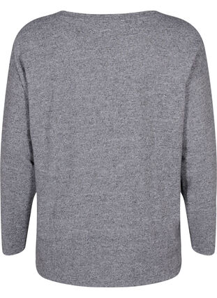 Langærmet bluse med perledetalje, Medium Grey Melange, Packshot image number 1