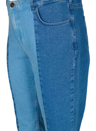 Cropped Vera jeans med colorblock, Blue denim, Packshot image number 2