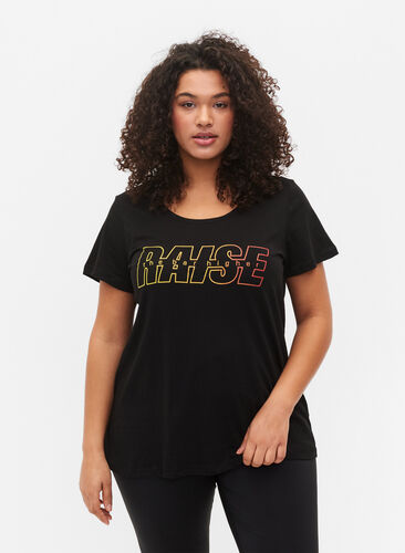 Trænings t-shirt med print, Black w. Raise, Model image number 0